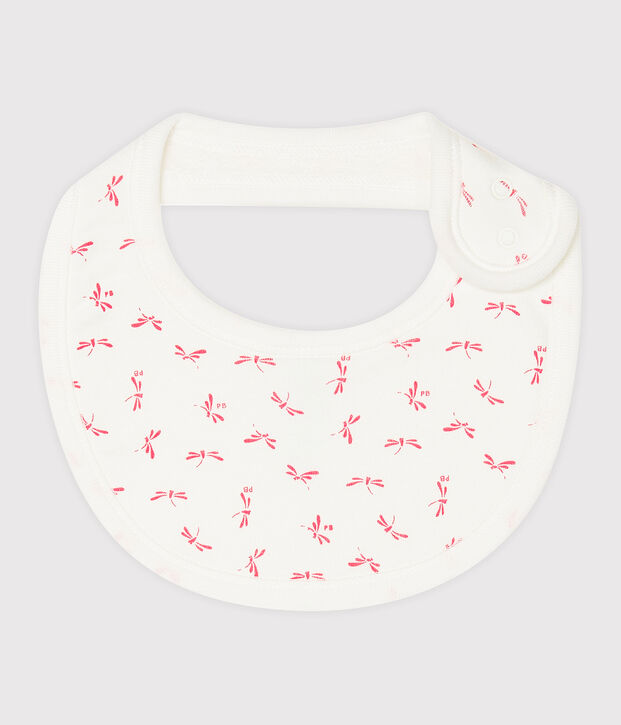 Bavoir b&eacute;b&eacute; en c&ocirc;te blanc/rose