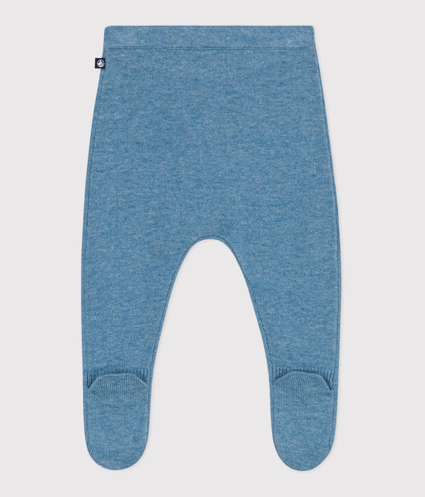 Pantalon b&eacute;b&eacute; en tricot laine et coton bleu
