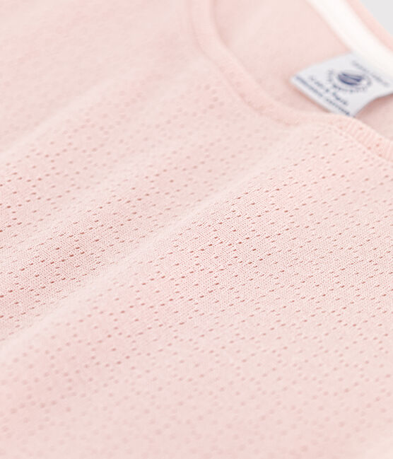 Pyjacourt uni en coton ajouré petite fille rose SALINE