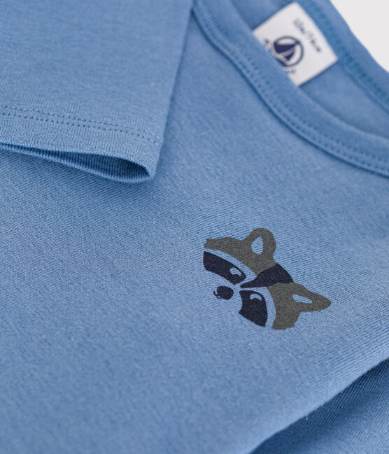 Tee-shirt manches longues en coton bébé bleu BEACH
