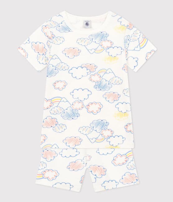 Pyjama short en coton imprimé arc-en-ciel enfant blanc MARSHMALLOW/blanc MULTICO