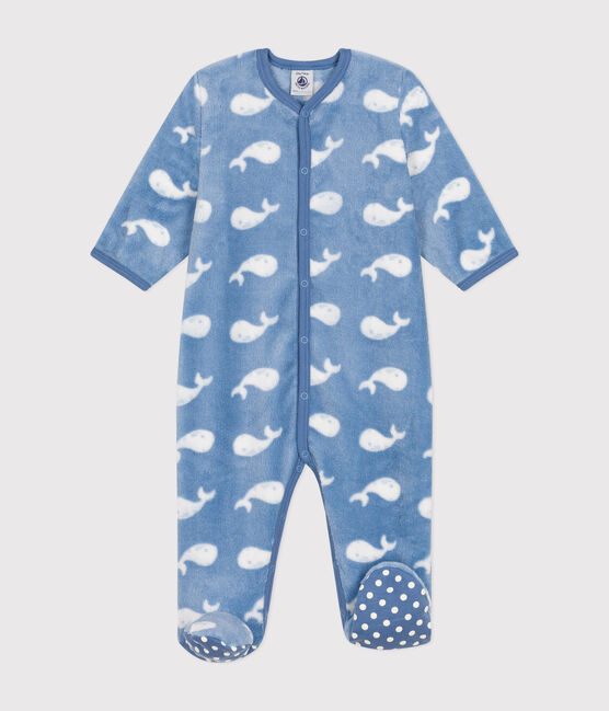 Surpyjama en polaire bébé bleu BEACH/ MARSHMALLOW