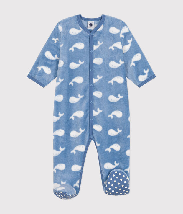 Surpyjama en polaire b&eacute;b&eacute; bleu/blanc