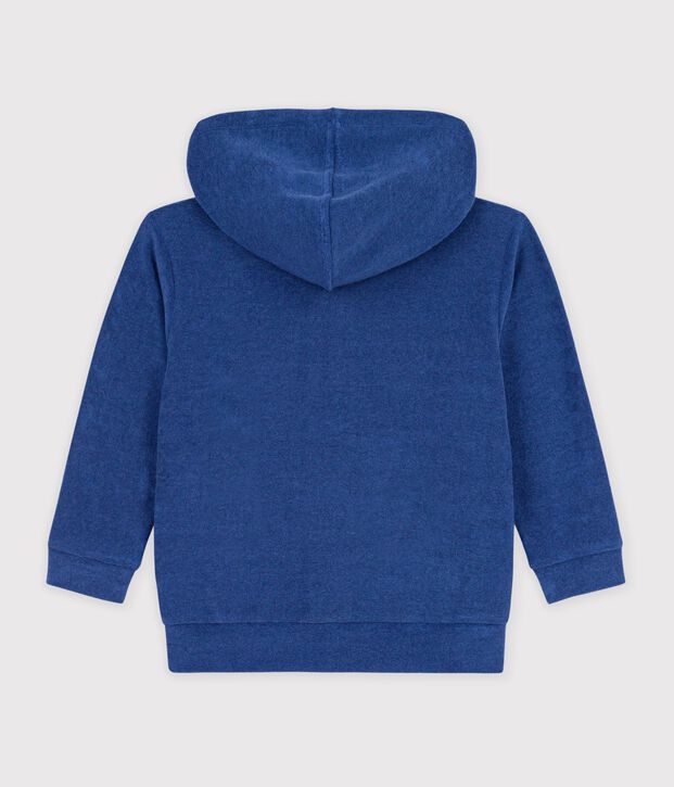 Sweatshirt zipp&eacute; enfant en coton bleu fonc&eacute;