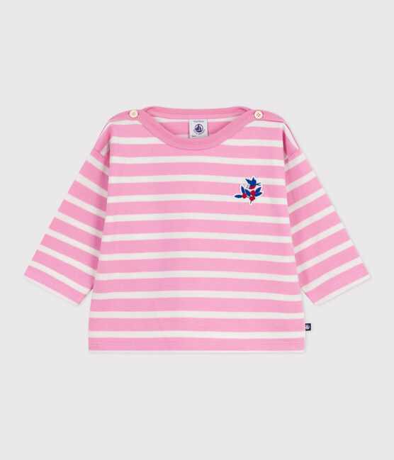Marinière bébé en coton rose BOUDOIR/ MILK