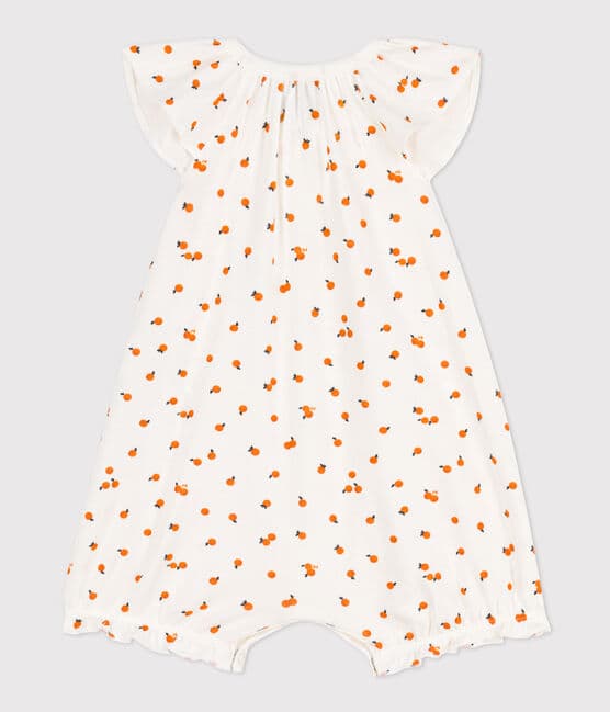 Combinaison courte oranges en coton bébé blanc MARSHMALLOW/blanc MULTICO