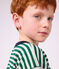 Tee-shirt enfant manches longues &agrave; rayures vert/beige/vert