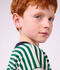 Tee-shirt enfant manches longues &agrave; rayures vert/beige/vert
