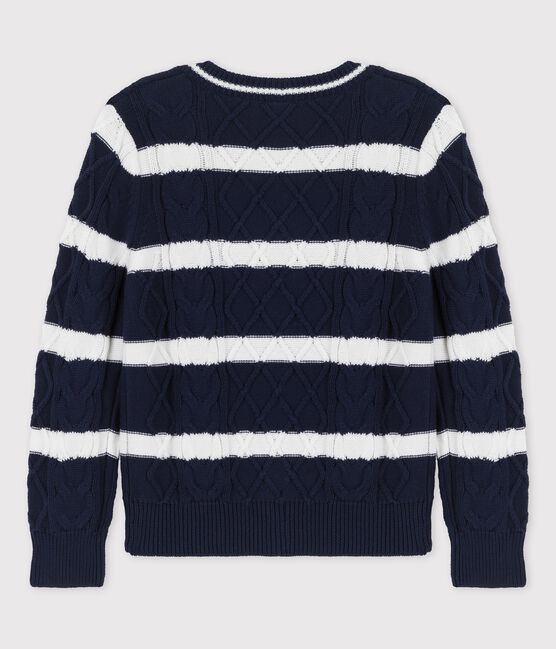 Cardigan en coton enfant garçon bleu SMOKING/blanc MARSHMALLOW