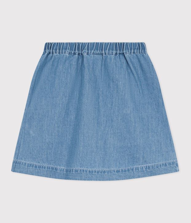 Jupe enfant courte en coton unie bleu