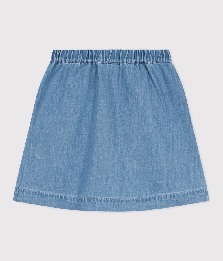 Jupe enfant courte en coton unie bleu DENIM CLAIR