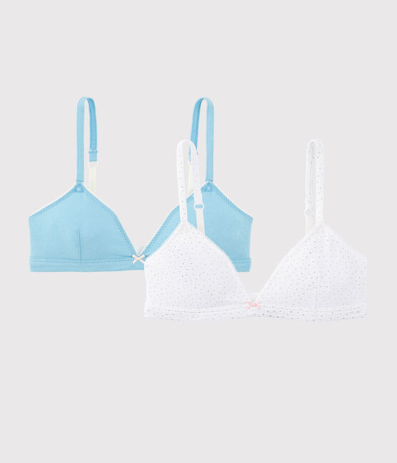 Lot de 2 soutiens-gorge pois argent fille en coton biologique et elasthanne variante 1