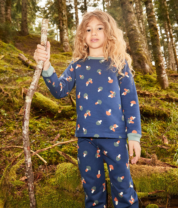 Pyjama champignon en molleton enfant bleu/multicouleur