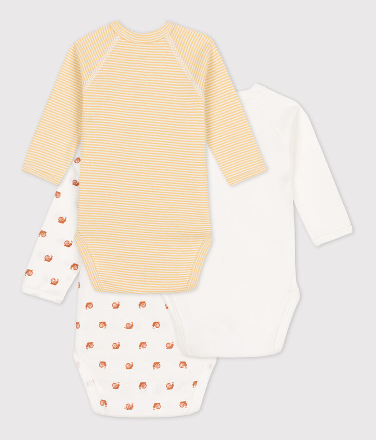Lot de 3 bodies manches longues b&eacute;b&eacute; en coton multicouleur