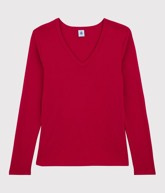 T-shirt col V iconique en coton Femme rouge TERKUIT