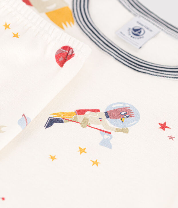 Pyjama en coton imprim&eacute; espace enfant blanc/multicouleur