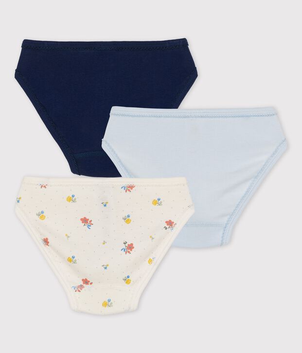Lot de 3 culottes fleurs petite fille en coton biologique multicouleur