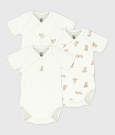 Lot de bodies crois&eacute;s manches courtes en coton imprim&eacute; b&eacute;b&eacute;