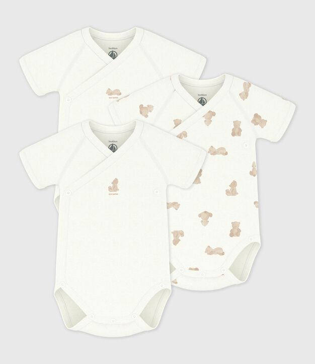 Lot de bodies crois&eacute;s manches courtes en coton imprim&eacute; b&eacute;b&eacute; multicouleur