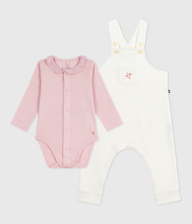 Ensemble salopette b&eacute;b&eacute; en coton uni et d&eacute;tails raffin&eacute;s MILK/ JOLI