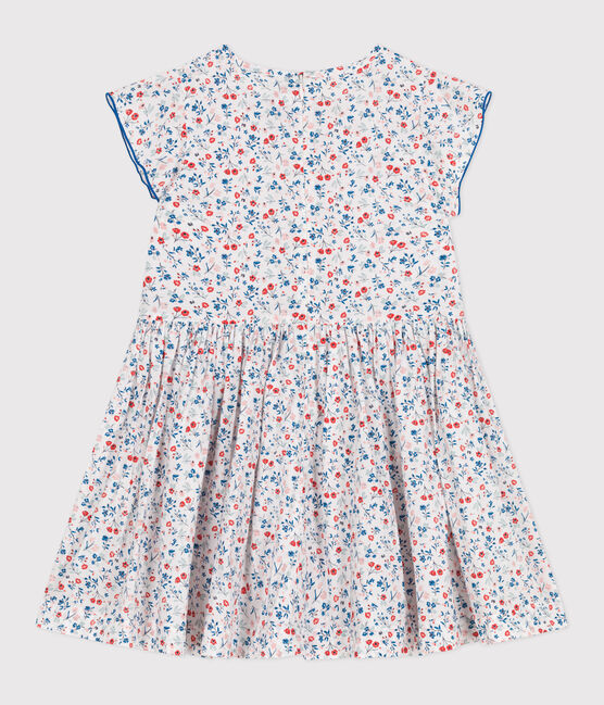 Robe enfant en coton manches courtes fleurie blanc MARSHMALLOW/blanc MULTICO