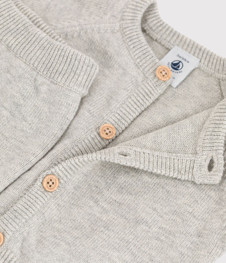 Ensemble 2 pi&egrave;ces b&eacute;b&eacute; en tricot laine et coton gris BELUGA CHINE