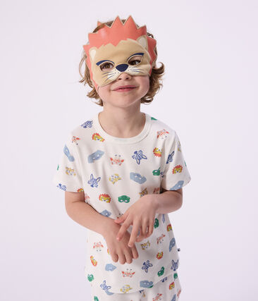 Pyjama short déguisement enfant en coton imprimé masques