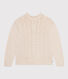 Pull femme en laine et coton torsadé uni