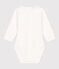 Body manches longues à collerette en coton bébé blanc MARSHMALLOW