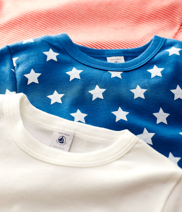 Lot de 3 tee shirts manches courtes &agrave; &eacute;toiles petit gar&ccedil;on en coton biologique multicouleur
