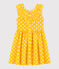 Robe manches courtes en lin enfant fille jaune SHINE/blanc MARSHMALLOW