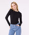 Tee-shirt l'Iconique manches longues en côte unie femme noir BLACK