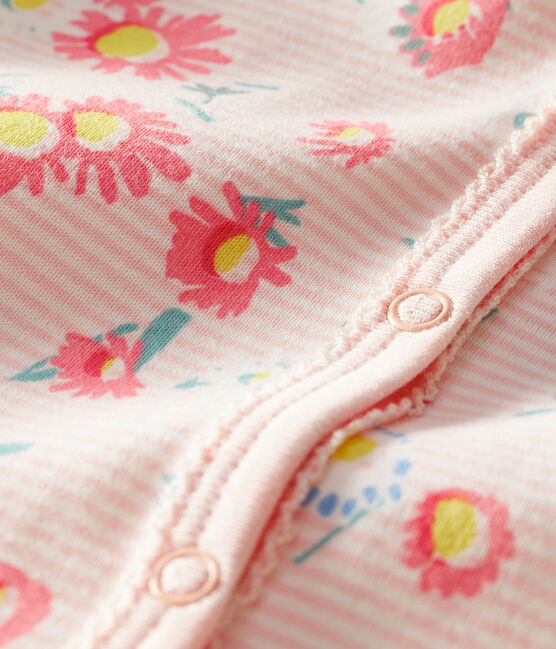 Dors bien sans pieds bébé fille en côte blanc MARSHMALLOW/blanc MULTICO