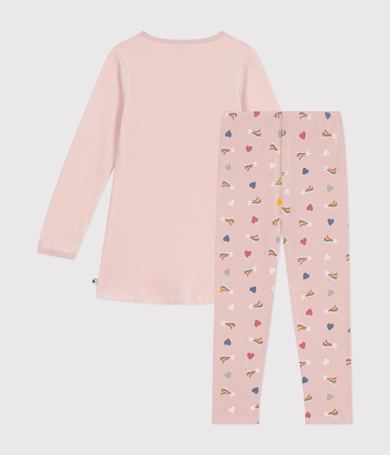 Chemise de nuit en velours enfant. rose SALINE/blanc MULTICO