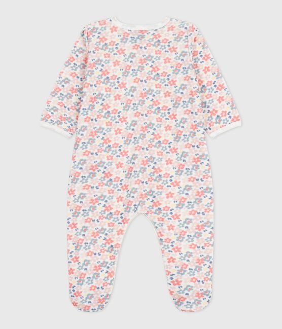 Pyjama bébé en velours imprimé fleuri blanc MARSHMALLOW/blanc MULTICO