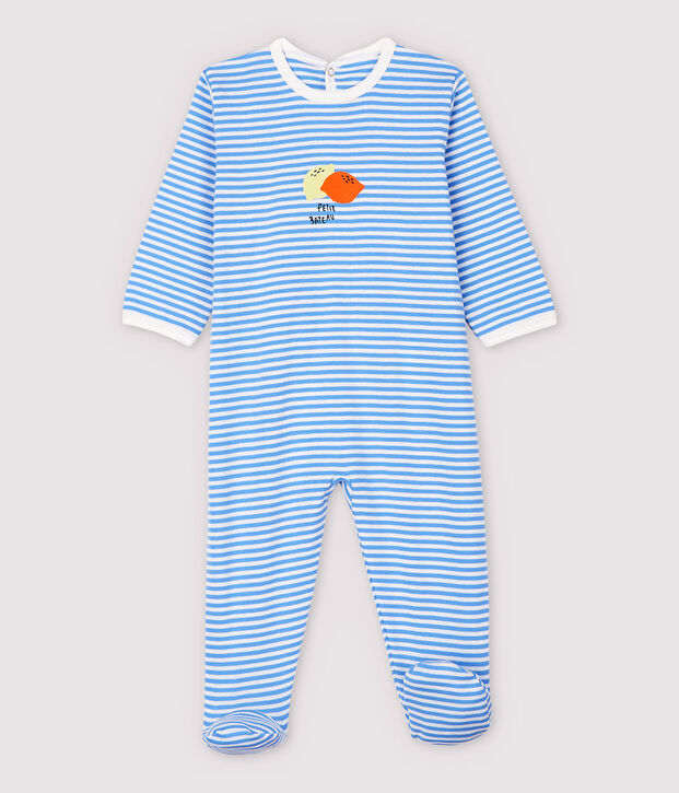 Dors-bien fruit &agrave; rayures bleues b&eacute;b&eacute; en coton bleu/blanc