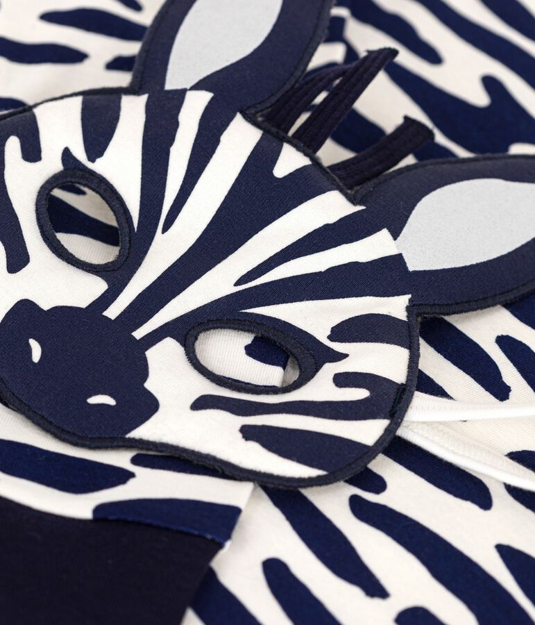 Pyjama d&eacute;guisement enfant en coton imprim&eacute; z&egrave;bre bleu MILK/ SOIR