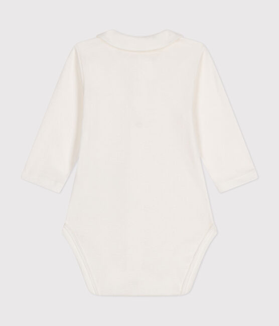 Body manches longues à col en coton bébé blanc MARSHMALLOW