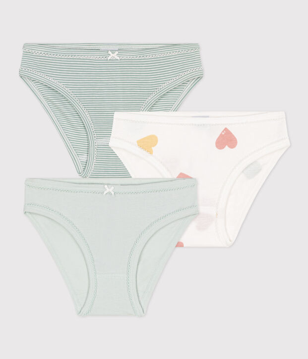 Lot de 3 culottes c&oelig;ur en coton petite fille multicouleur