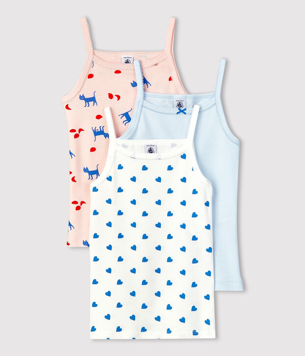 Lot de 3 chemises &agrave; bretelles chats petite fille en coton multicouleur