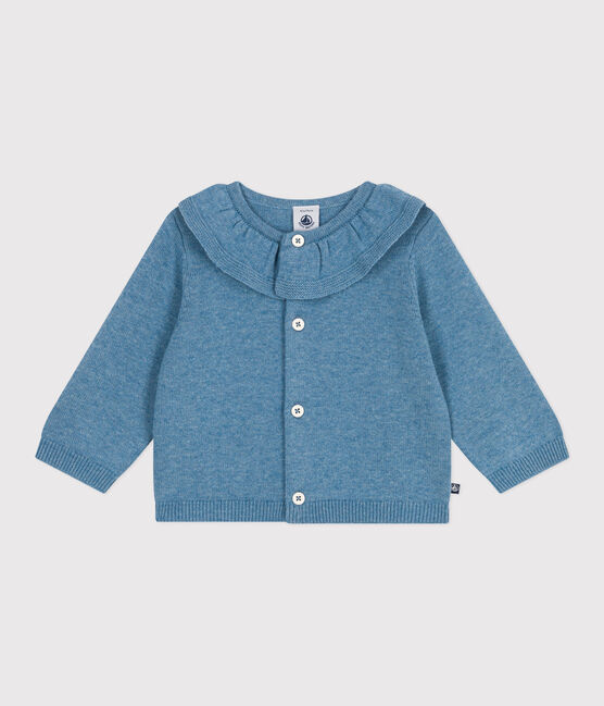 Cardigan bébé en tricot laine et coton uni à col ADRIATIC