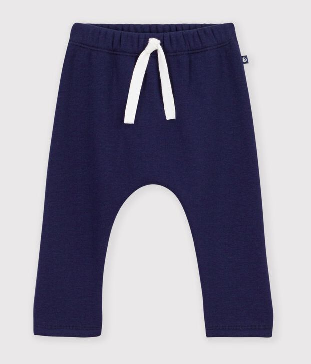 Pantalon b&eacute;b&eacute; en coton uni bleu marine