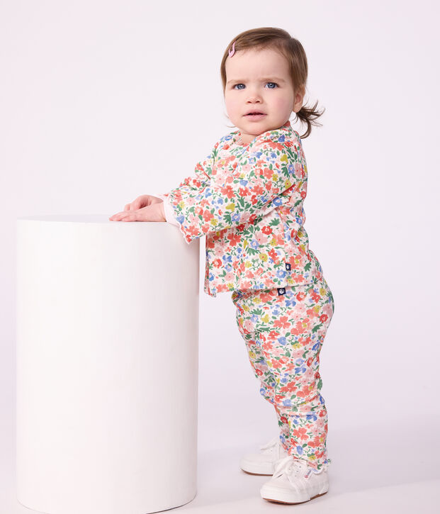 Cardigan b&eacute;b&eacute; en coton imprim&eacute; fleurs blanc/multicouleur