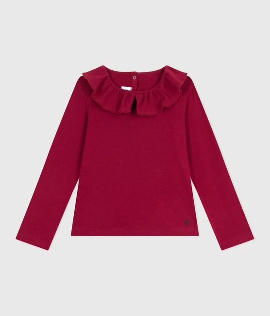 Tee-shirt enfant manches longues en coton uni AMARANTE