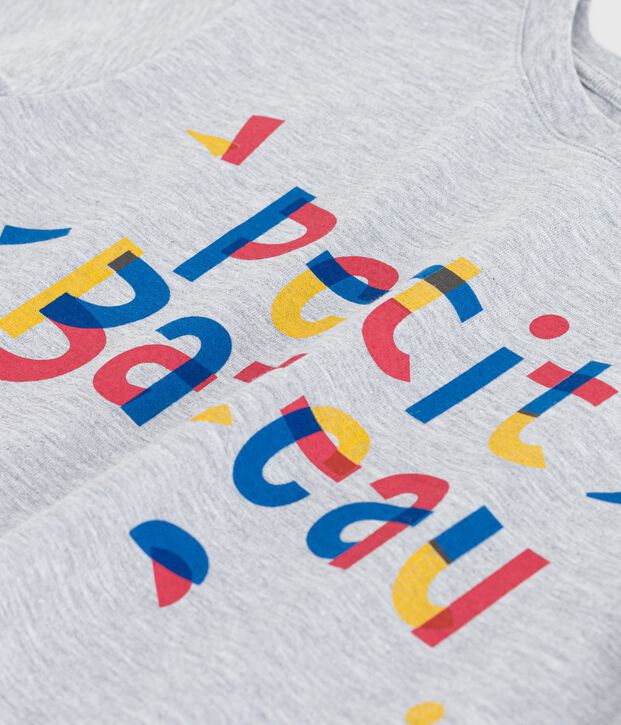 Tee-shirt enfant &agrave; manches courtes imprim&eacute; gris chin&eacute;