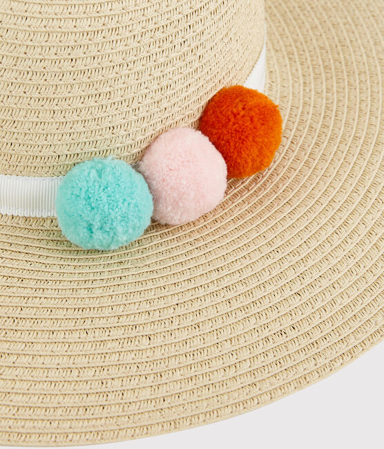 Chapeau de paille enfant fille rose NATUREL