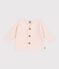 Cardigan bébé tricot point mousse en coton rose FLEUR
