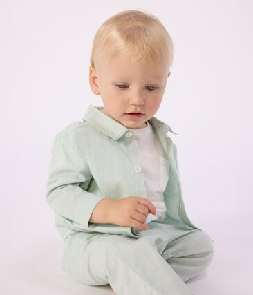 Chemise bébé en coton/lin à manches longues, unie