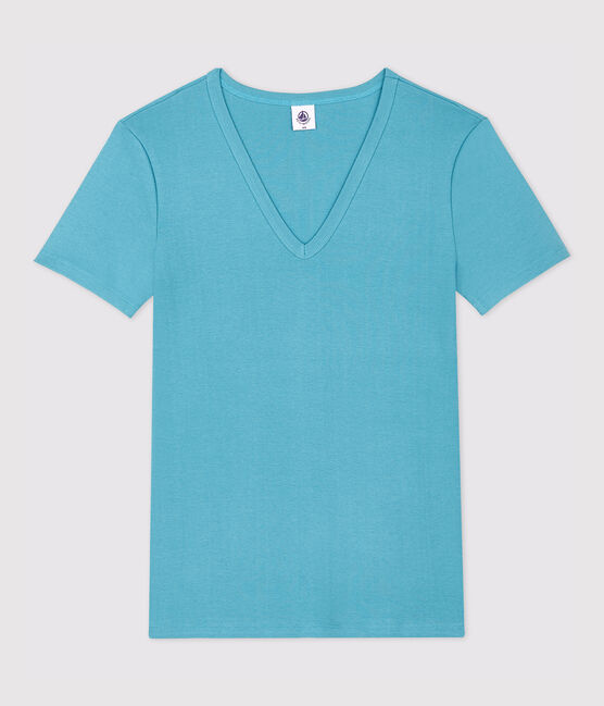 T-shirt col V iconique en coton Femme bleu MIROIR