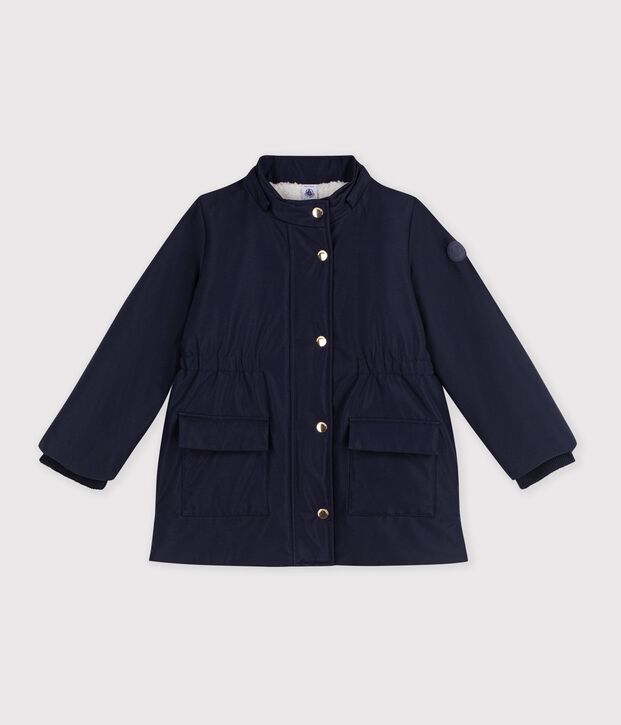 Parka enfant mi-longue unie bleu marine